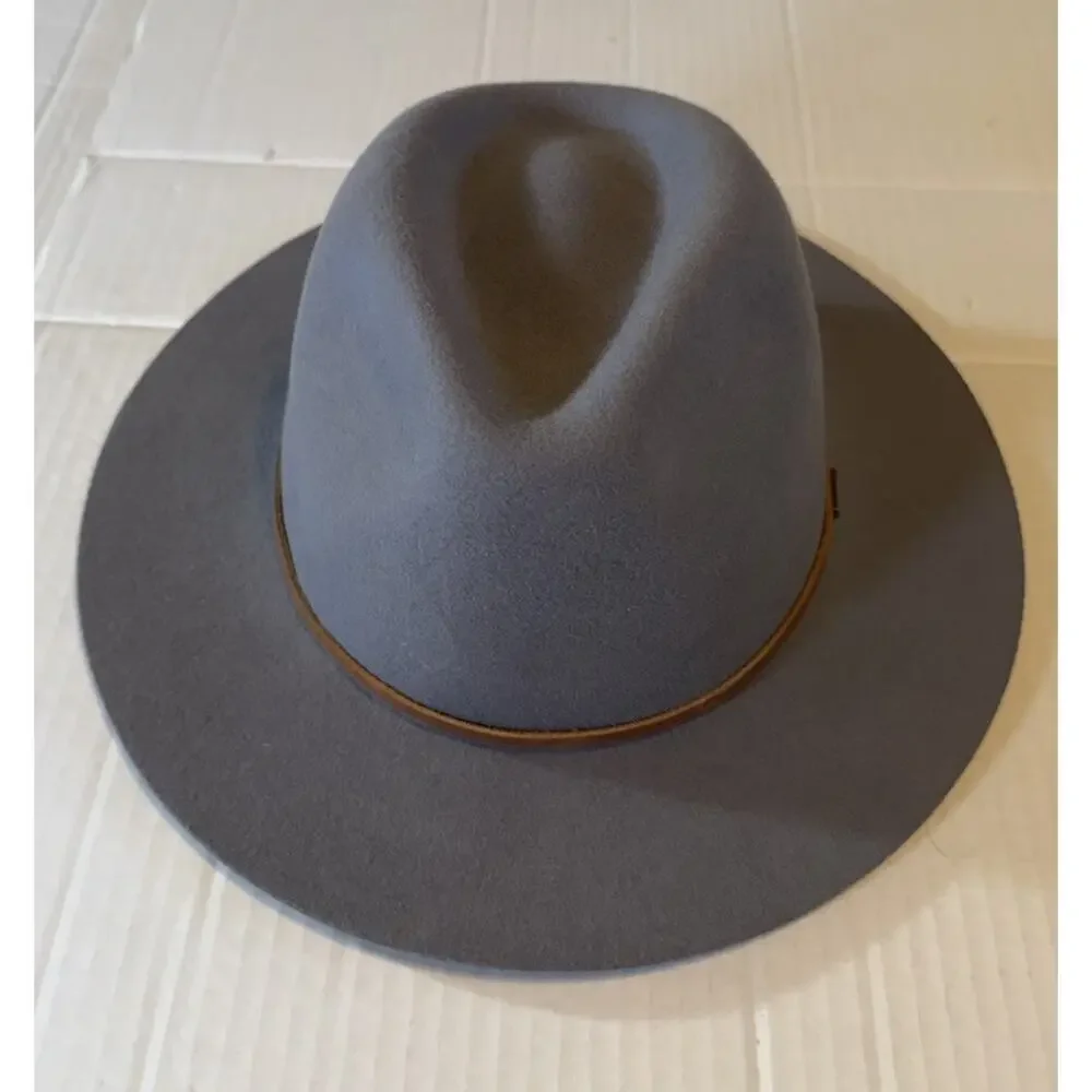 Brixton Size Large Wool Felt Fedora Hat Washed Gray Wide Brim